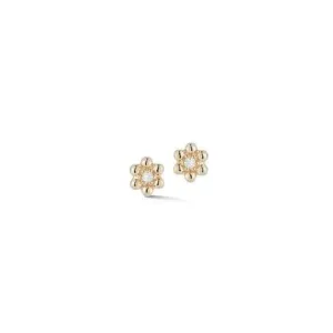 Dana Rebecca Designs Poppy Rae Pebble Flower Stud Earrings - Yellow Gold
