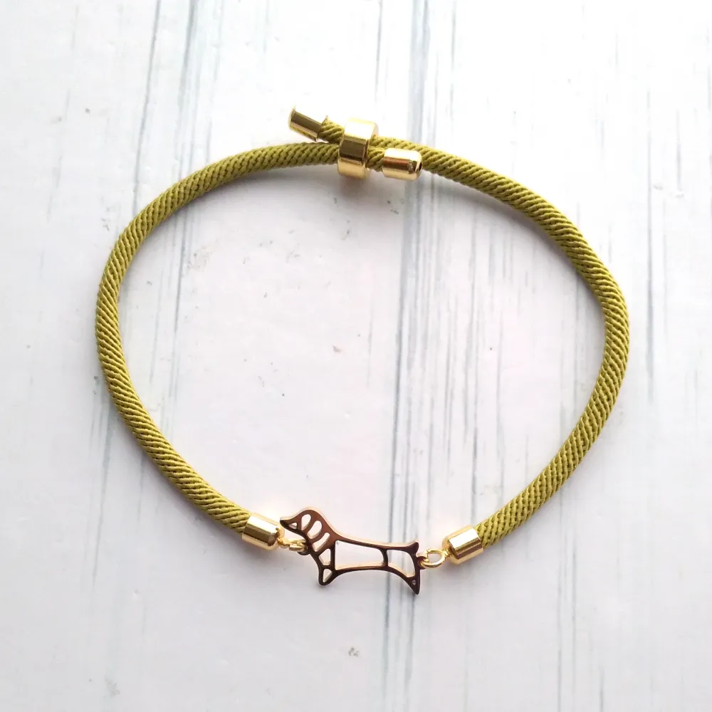 Dani Dachshund Corded Slider Bracelet