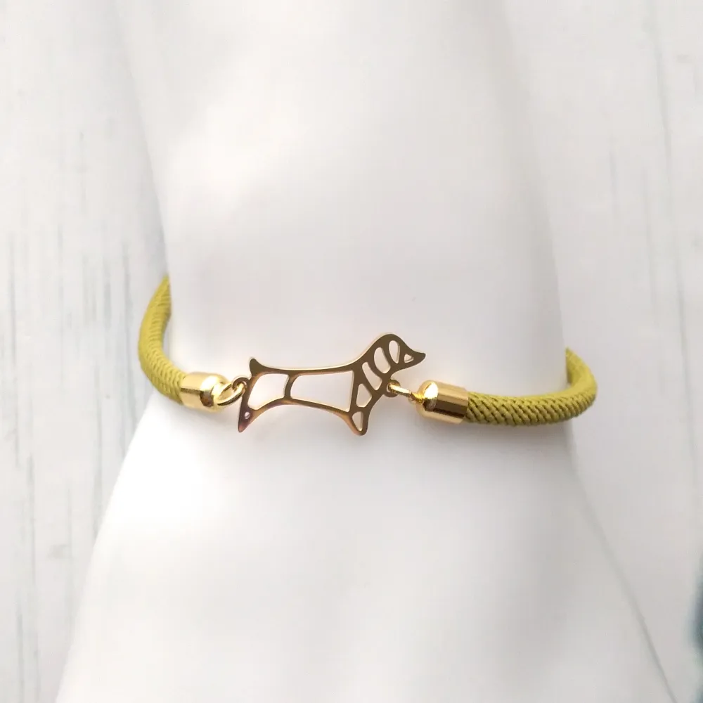 Dani Dachshund Corded Slider Bracelet