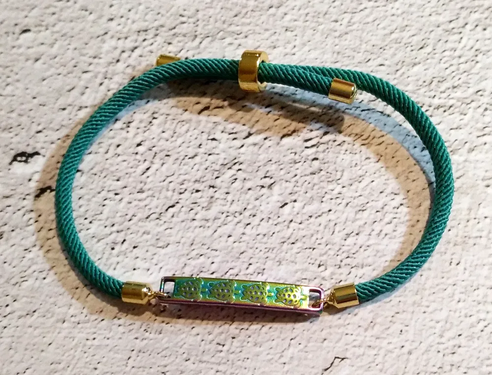 Dani Iridescent Turtles Corded Slider Bracelet