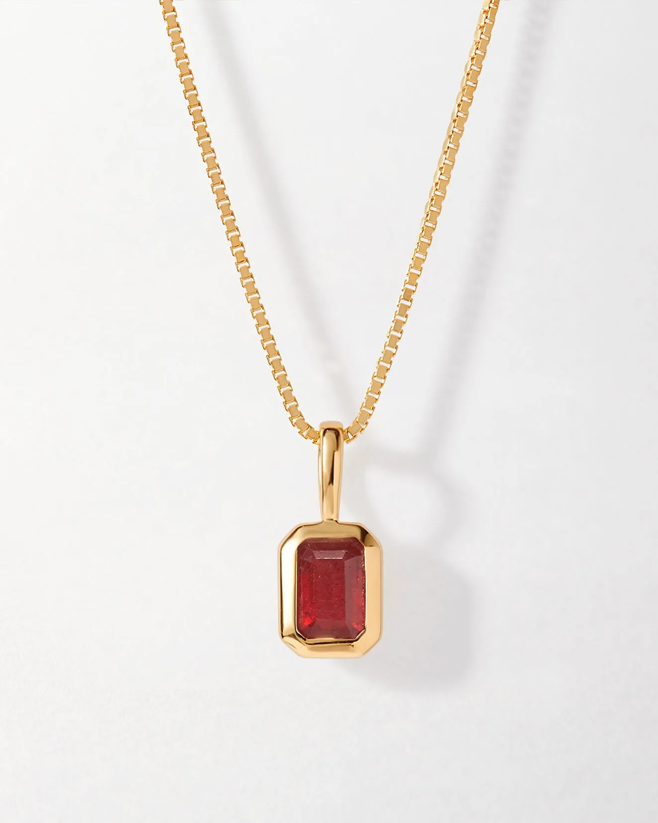Deco Ruby July Birthstone Necklace