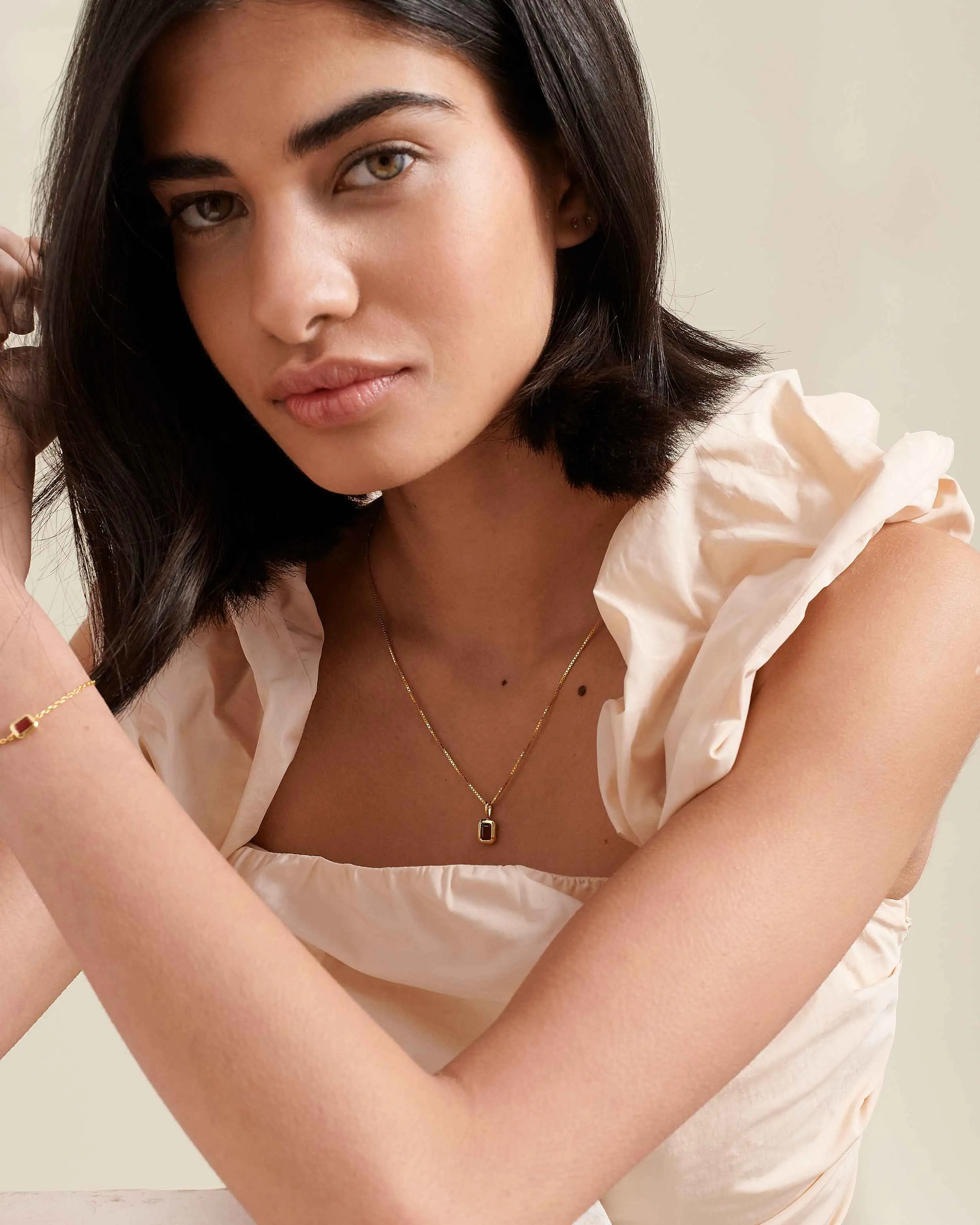 Deco Ruby July Birthstone Necklace