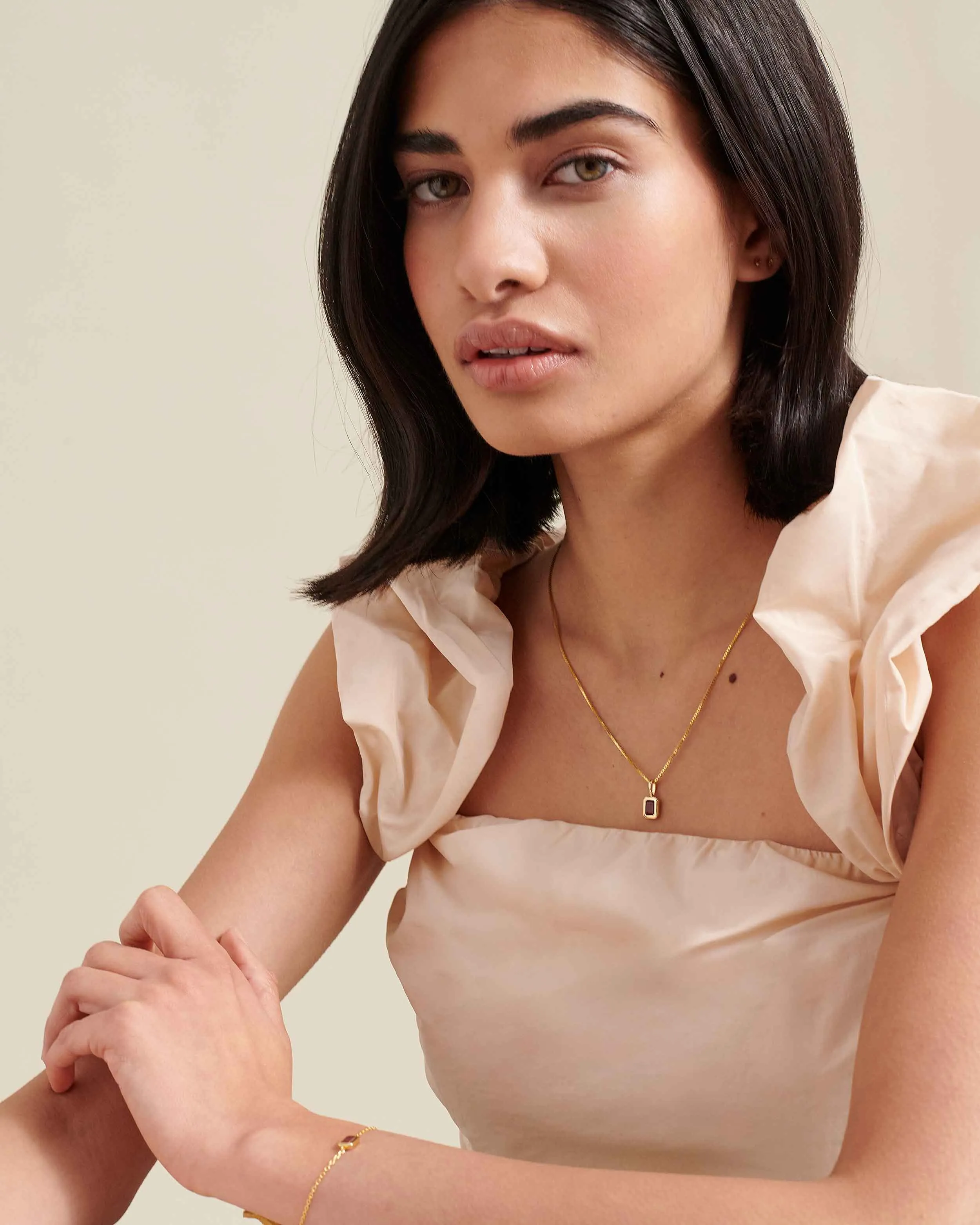 Deco Ruby July Birthstone Necklace