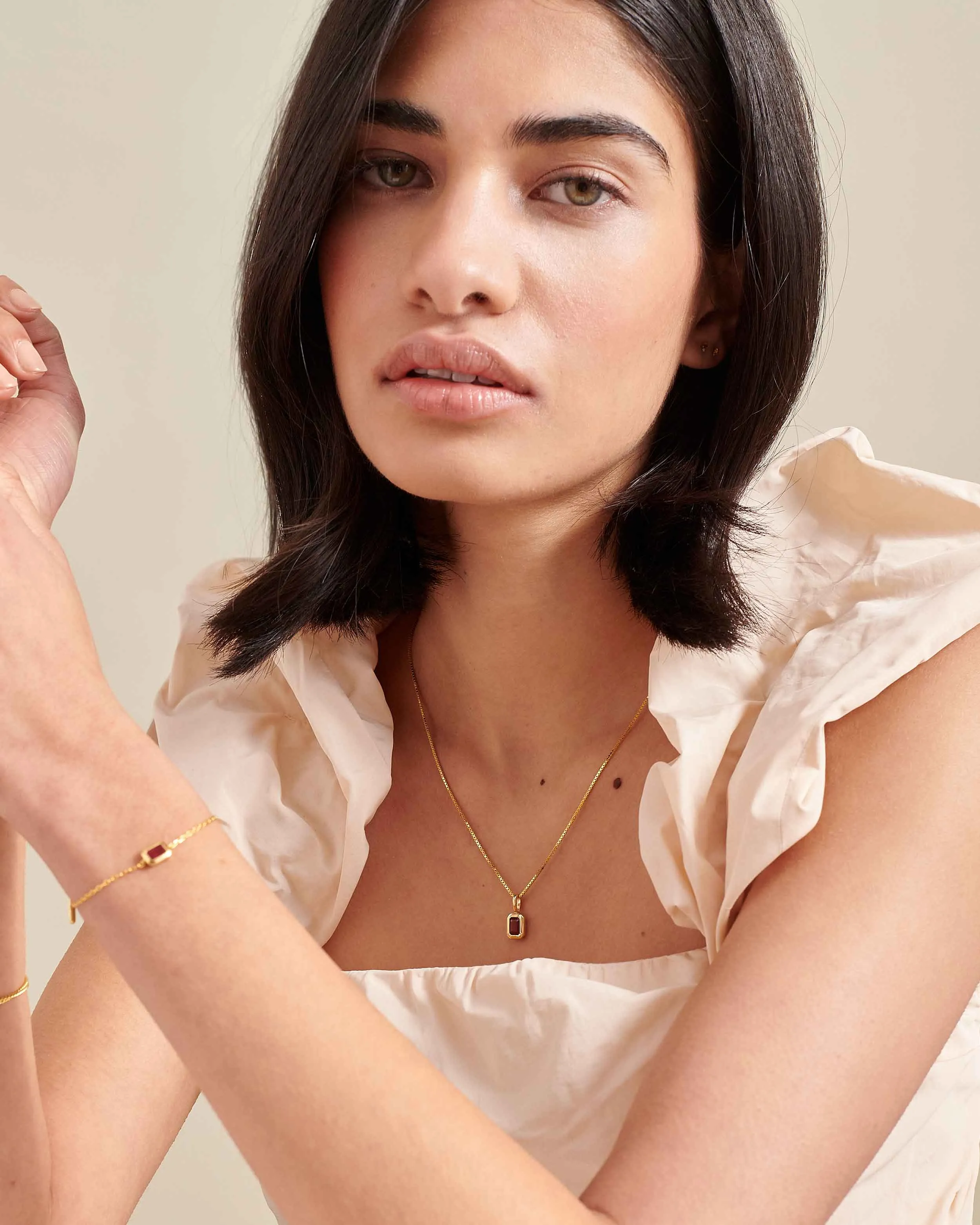Deco Ruby July Birthstone Necklace