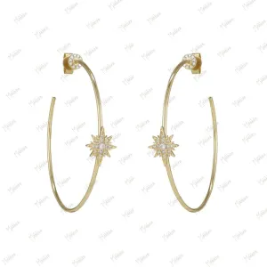 Diamond 1 Star Hoop Earring Outer 50mm Diamond 1 Star Hoop Earring Outer 50mm