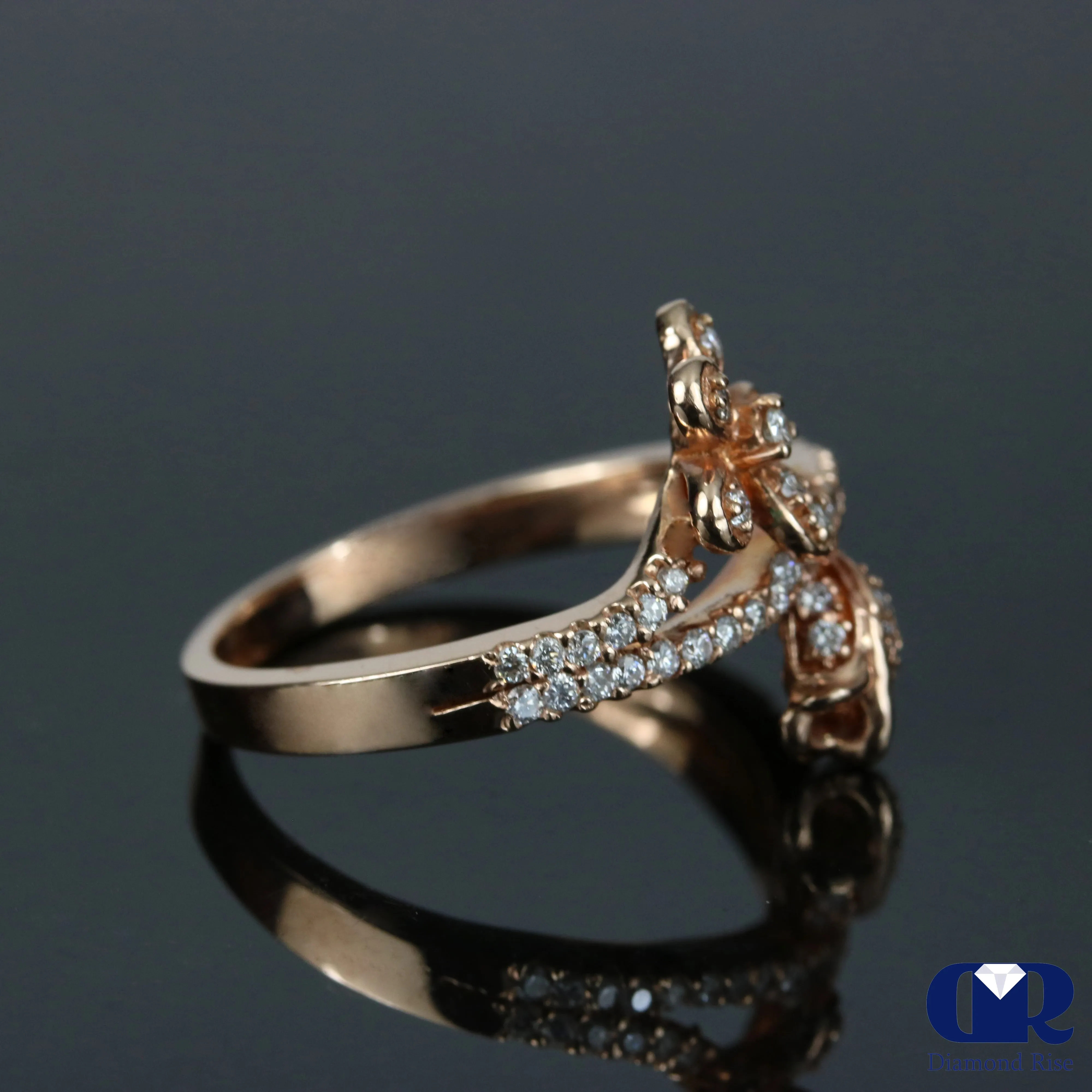 Diamond Floral Shaped Ring In 14K Rose Gold