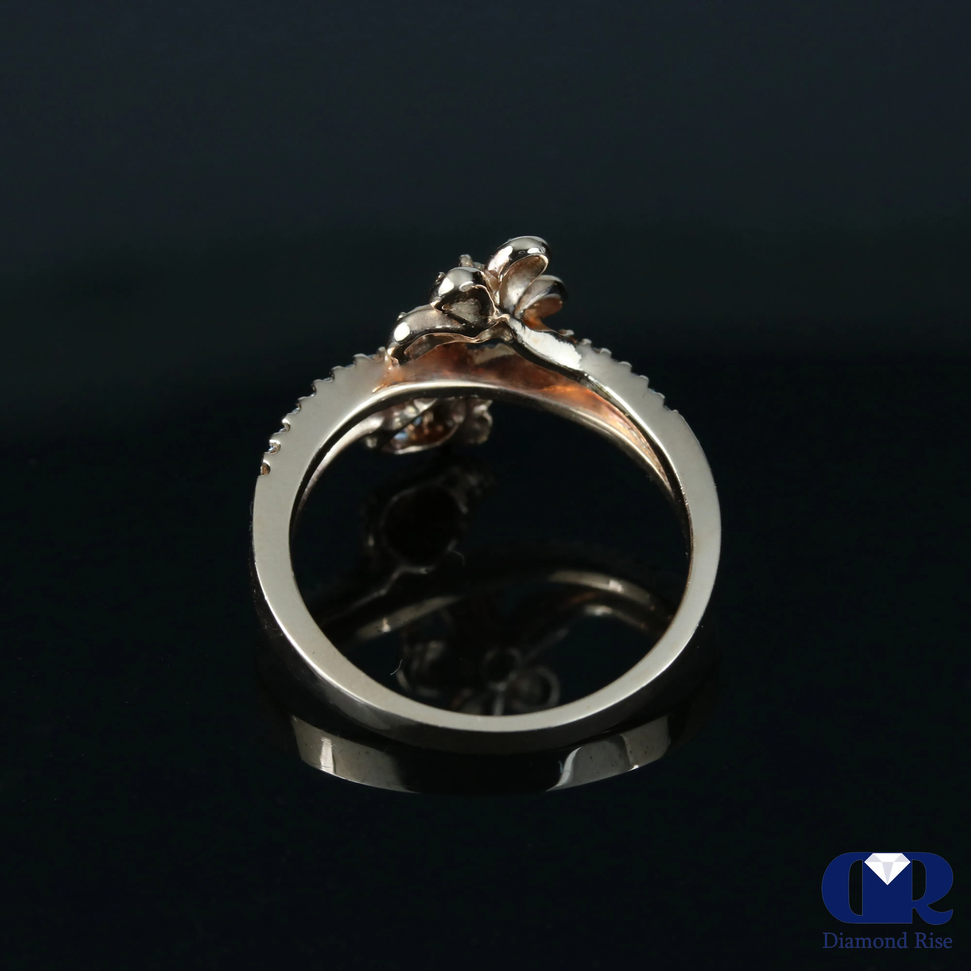 Diamond Floral Shaped Ring In 14K Rose Gold