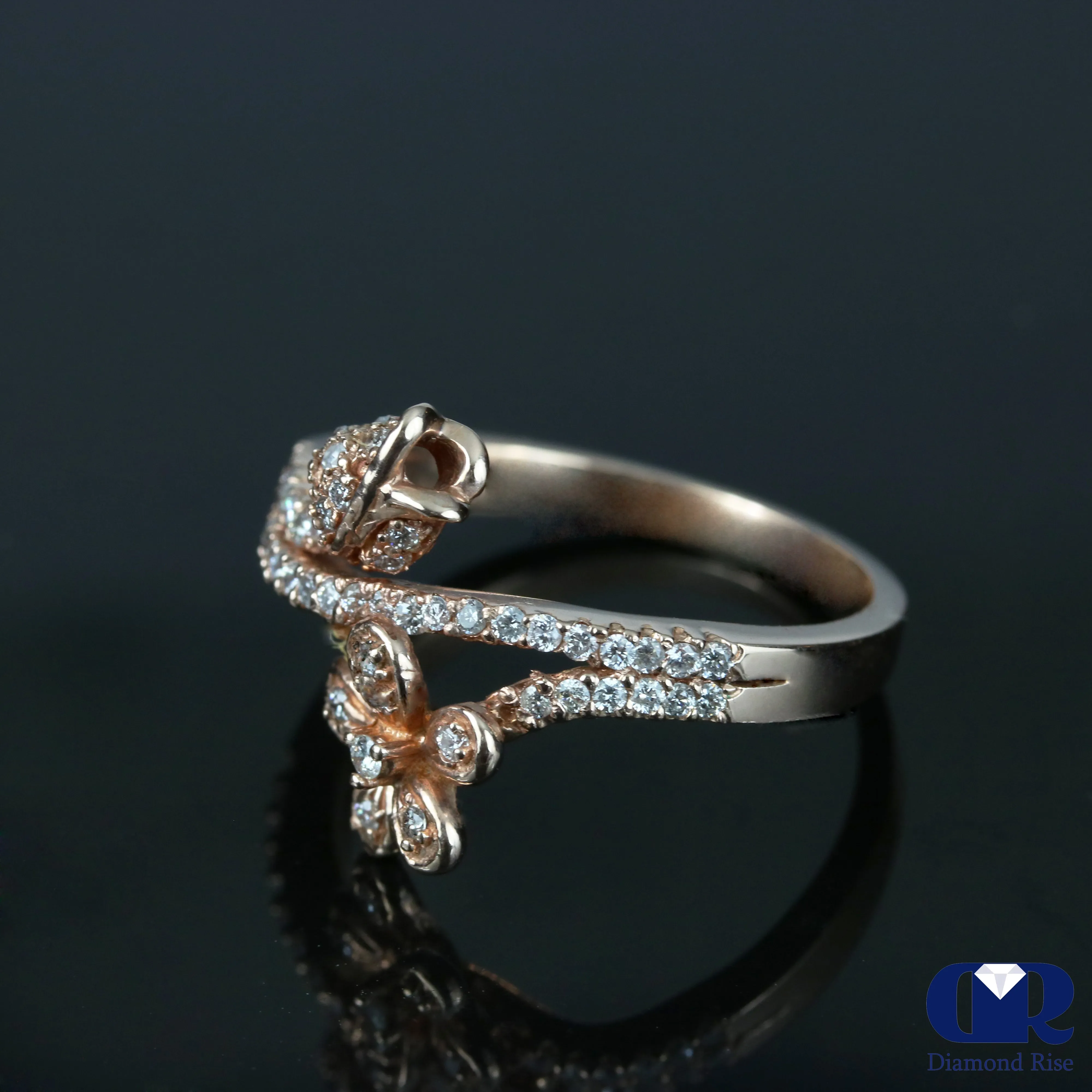 Diamond Floral Shaped Ring In 14K Rose Gold