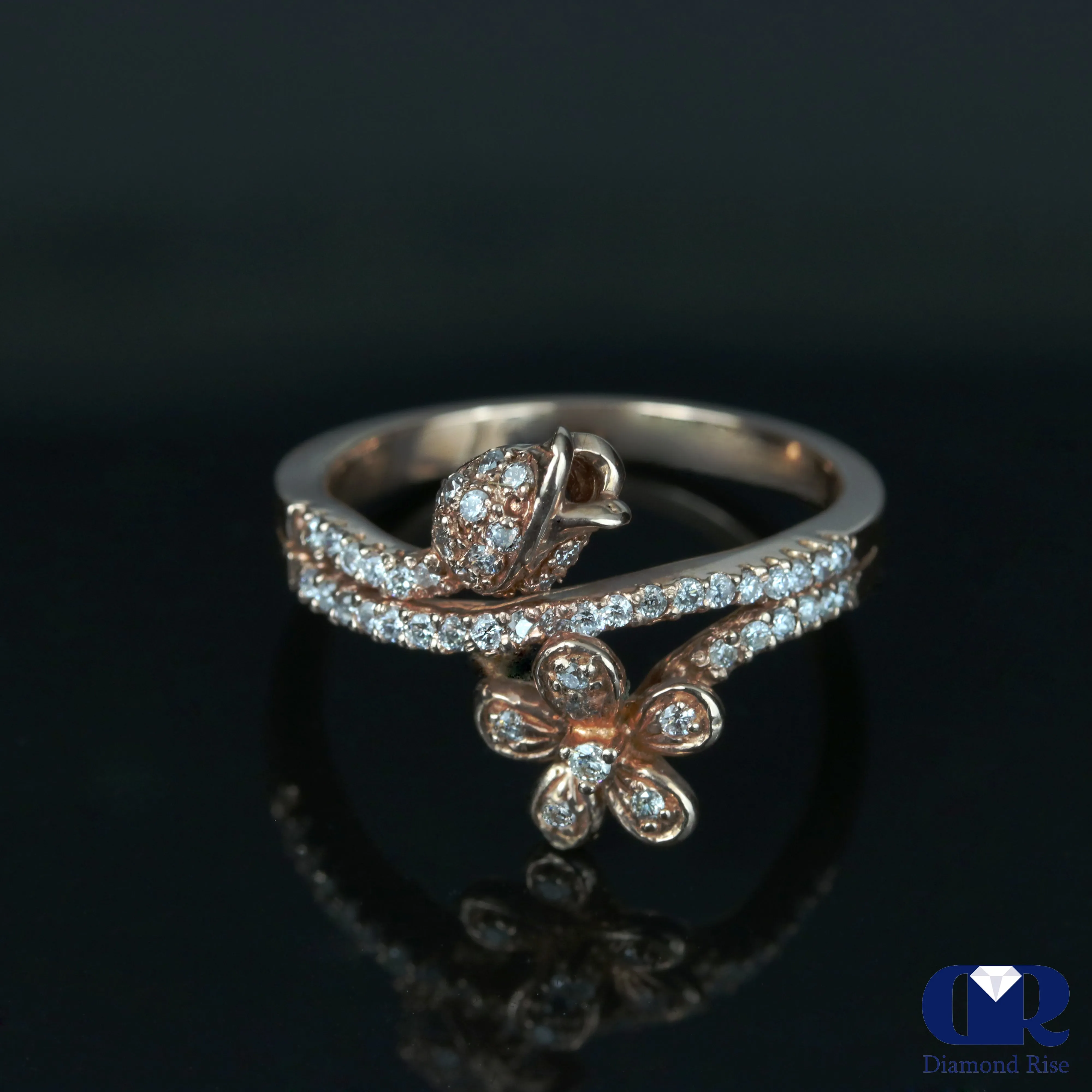 Diamond Floral Shaped Ring In 14K Rose Gold