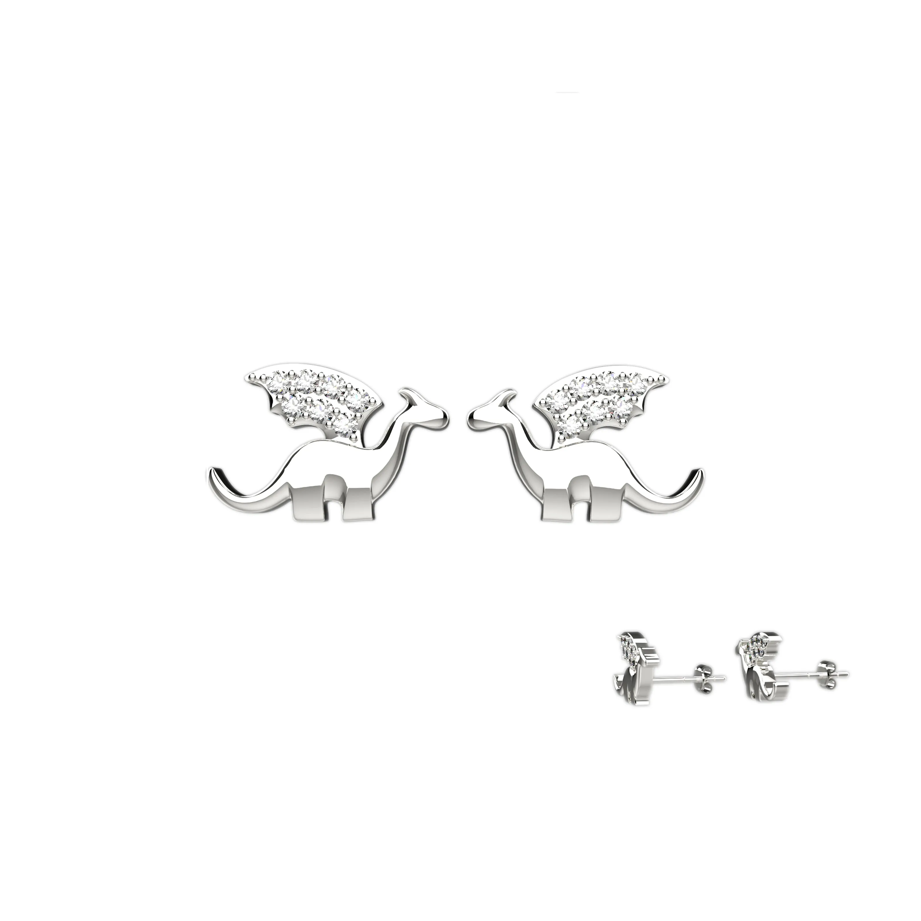Dinosaur Crystal Gems Stud Earrings