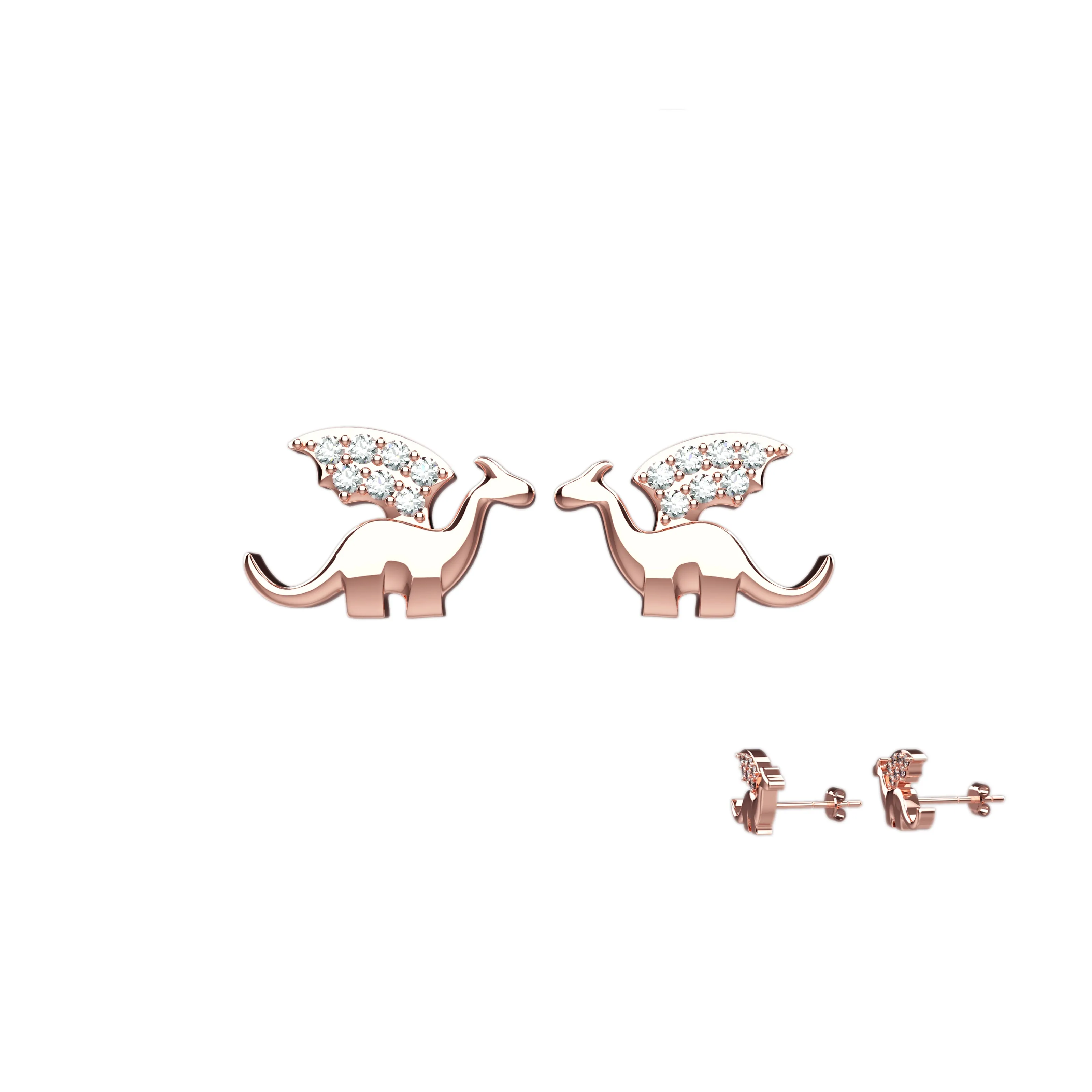 Dinosaur Crystal Gems Stud Earrings