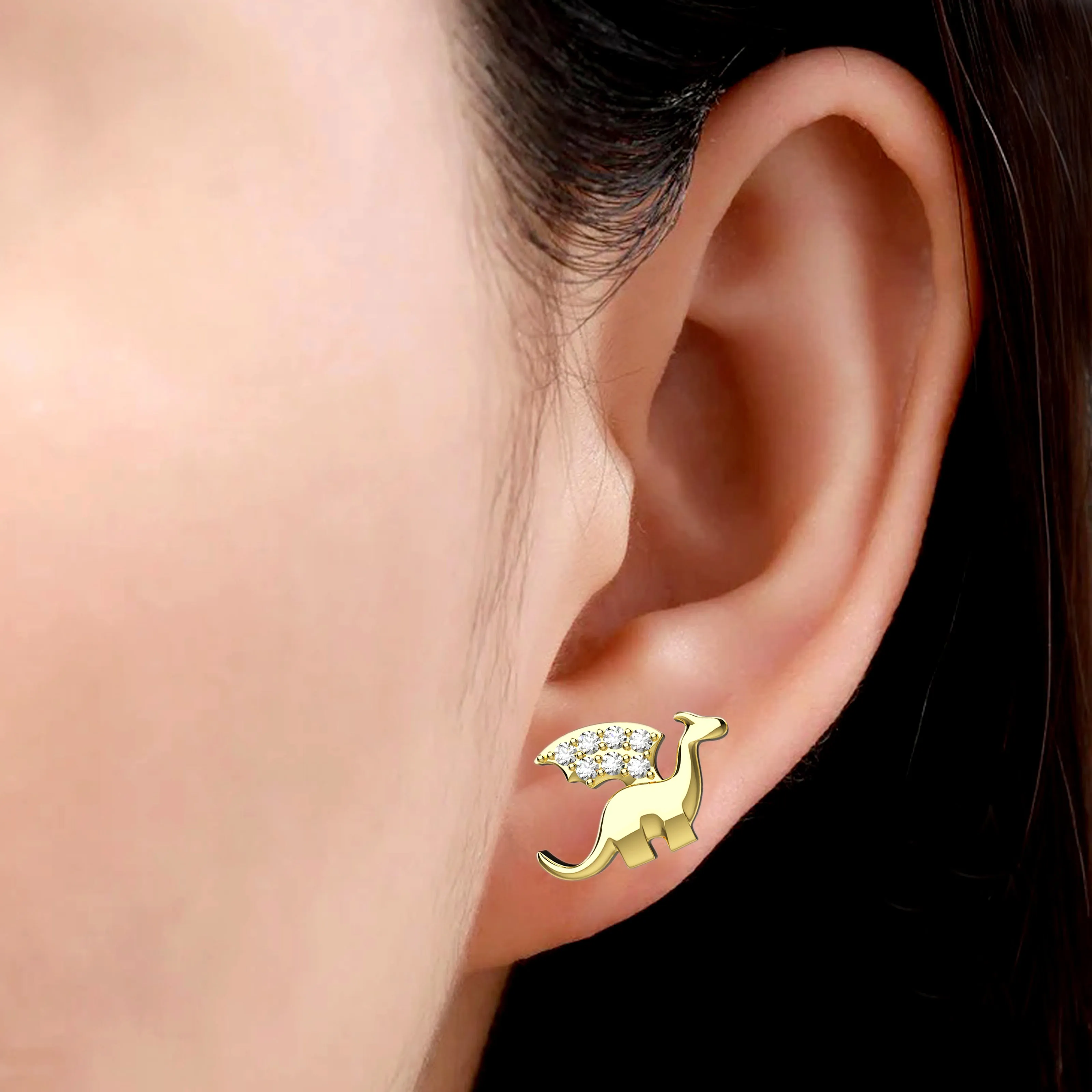 Dinosaur Crystal Gems Stud Earrings