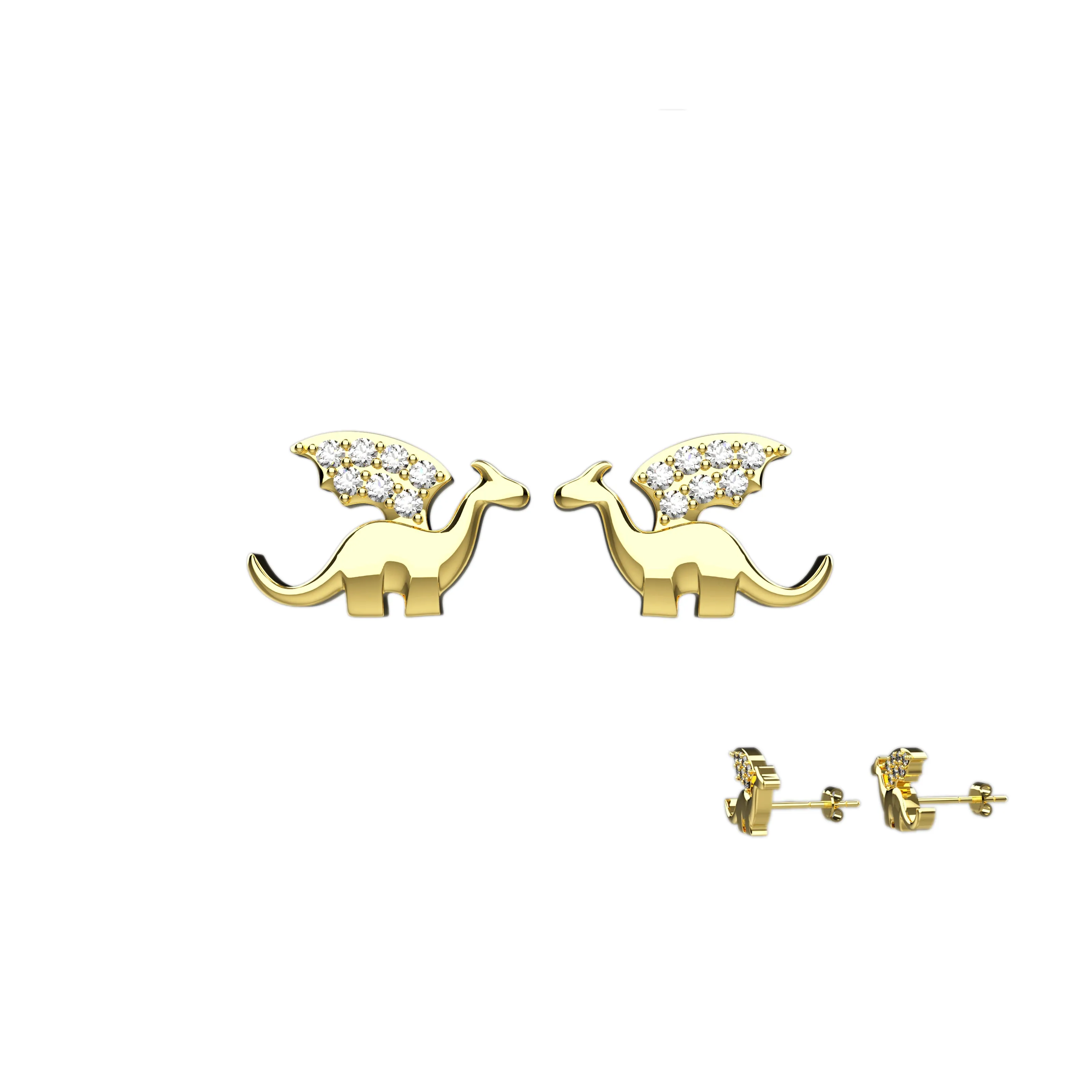 Dinosaur Crystal Gems Stud Earrings