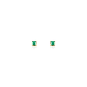 Dorothy, Square Emerald Studs 14k Gold