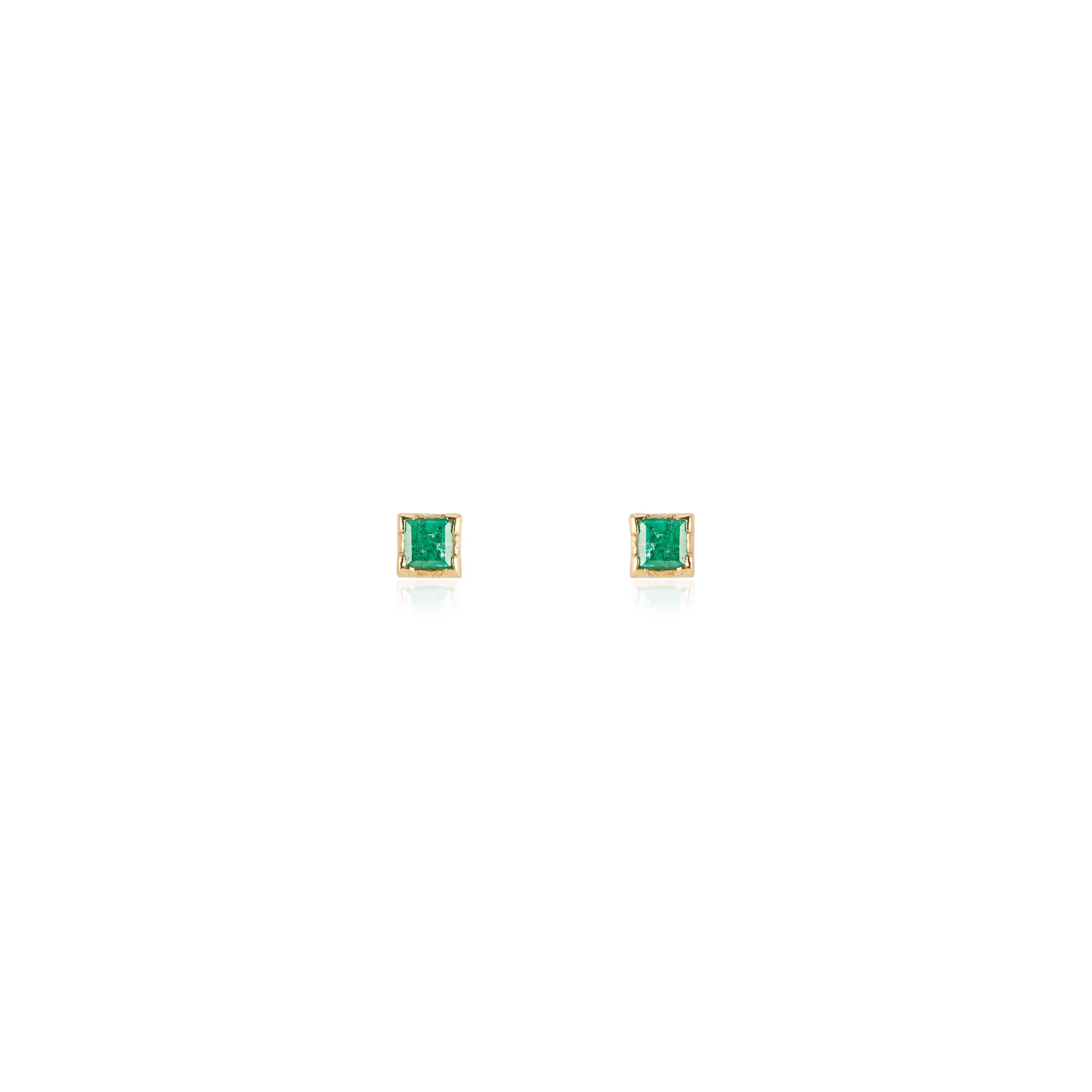 Dorothy, Square Emerald Studs 14k Gold