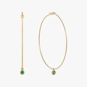 Emerald Bezel Big Hoop Earrings