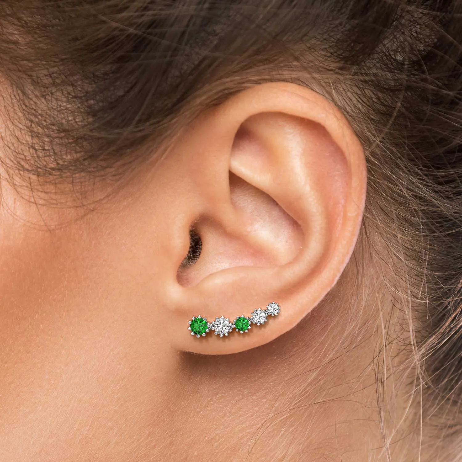 Emerald Climber Earrings in 825 Silver - Irosk ®