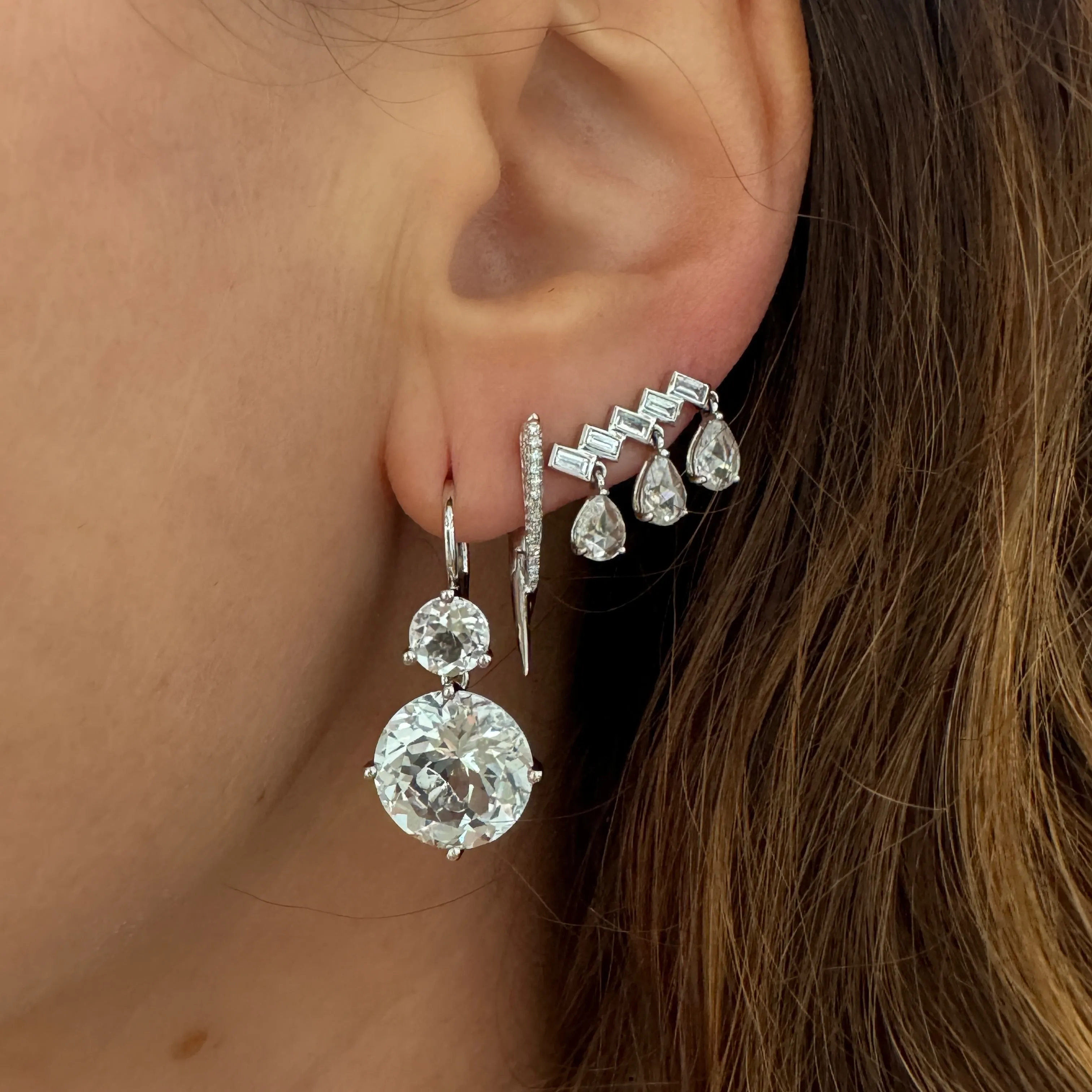 Enlightenment Rosecut & Baguette Diamond Ear Climbers