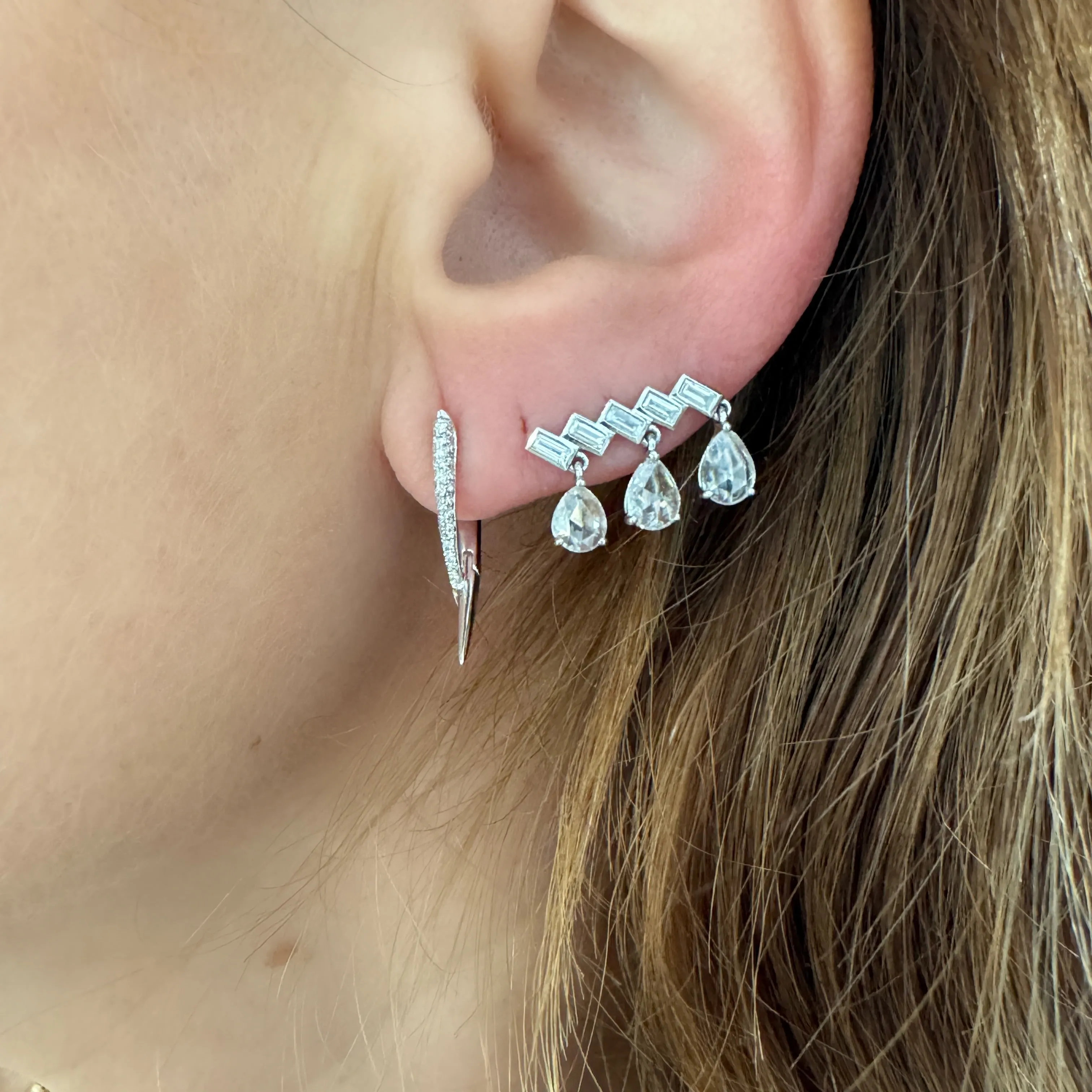 Enlightenment Rosecut & Baguette Diamond Ear Climbers