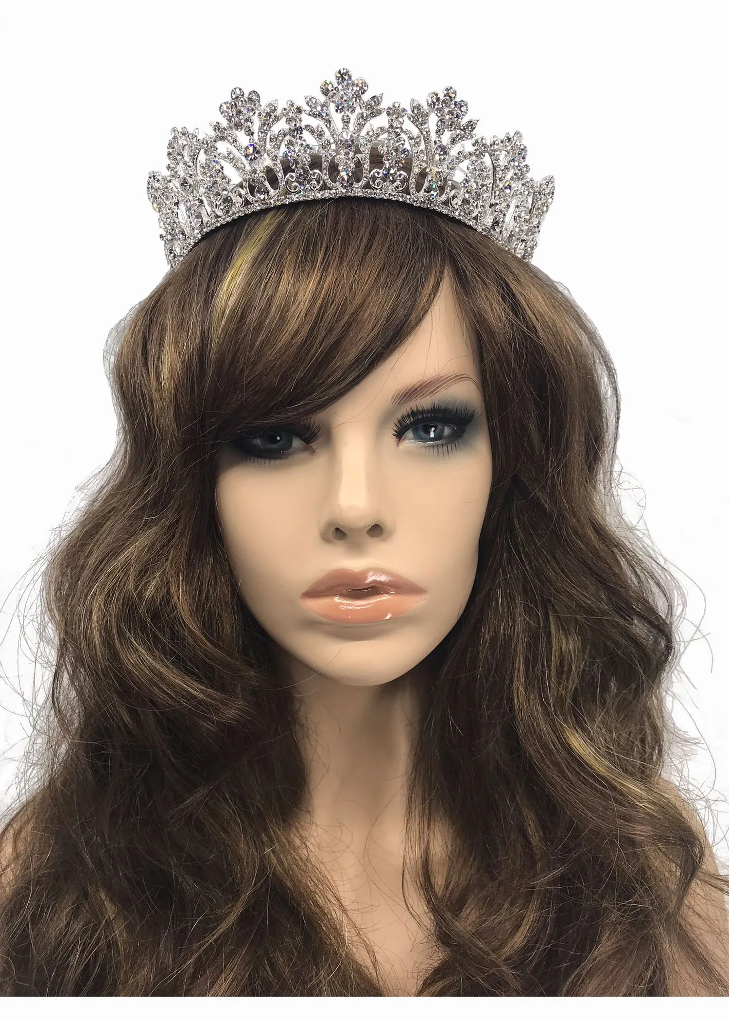 Estella Crystal Floral Bouquet Silver Tiara