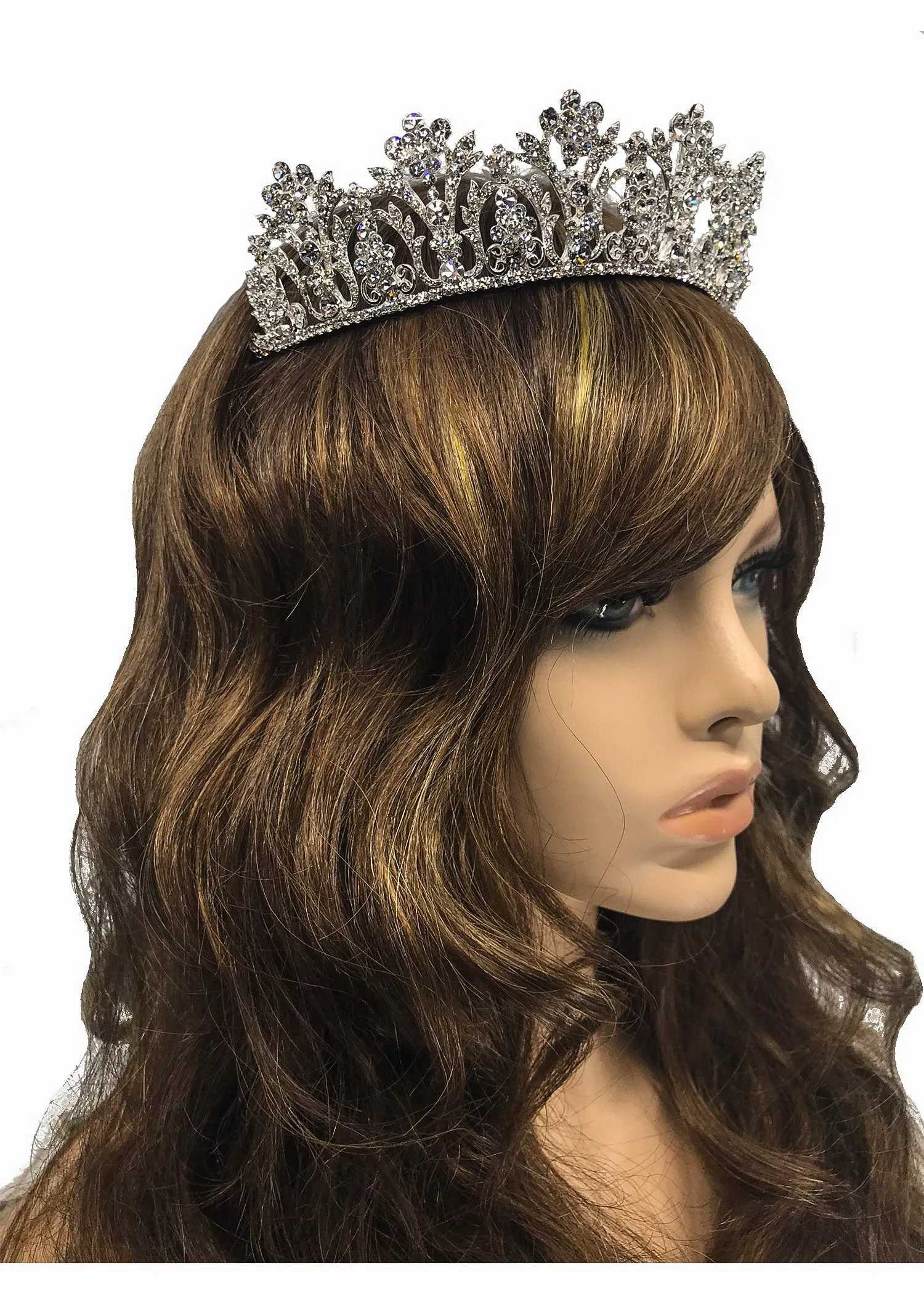 Estella Crystal Floral Bouquet Silver Tiara