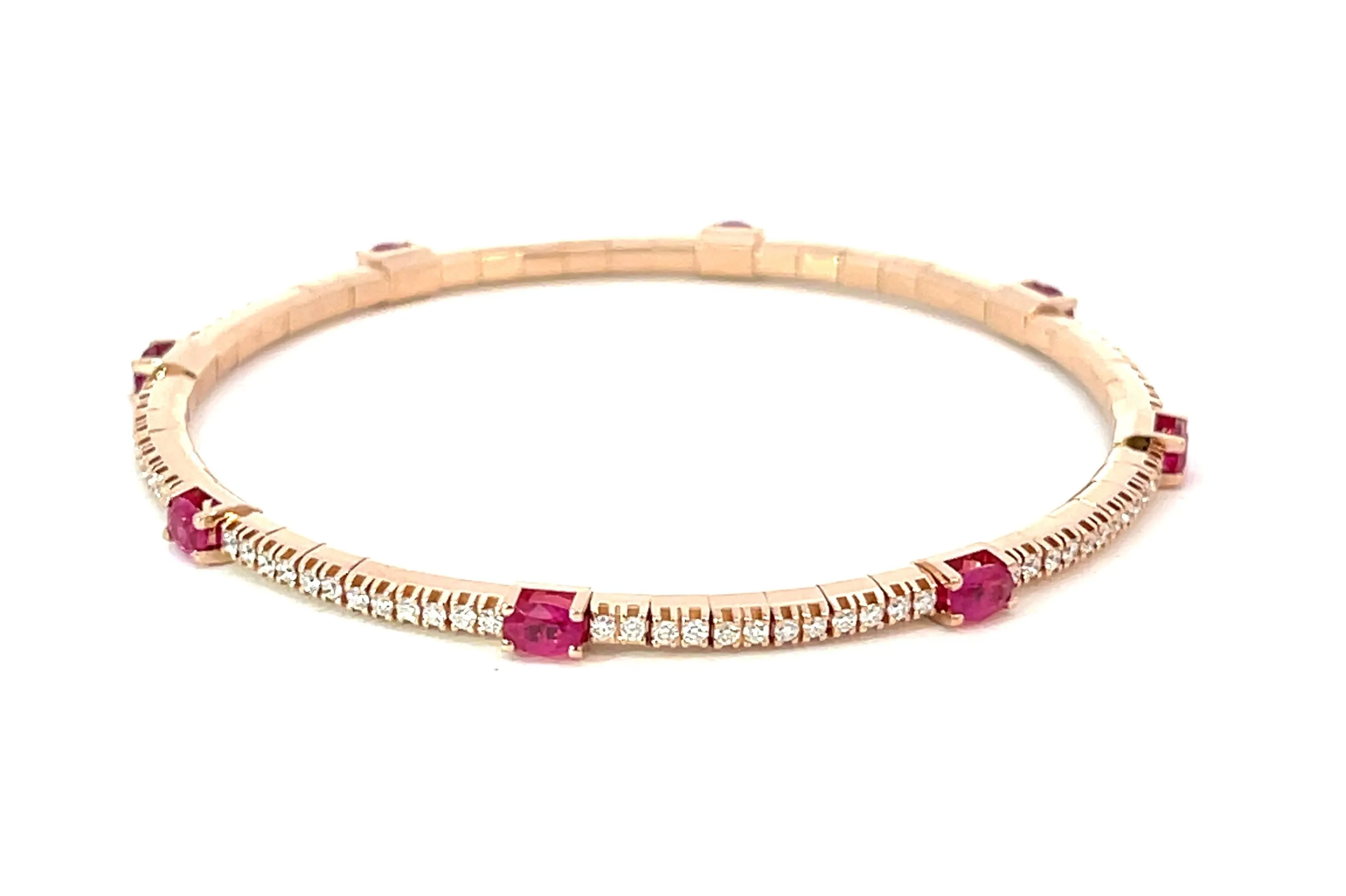 Ex-Tensible™ Oval Ruby Station & Diamond Stretch Tennis Bracelet