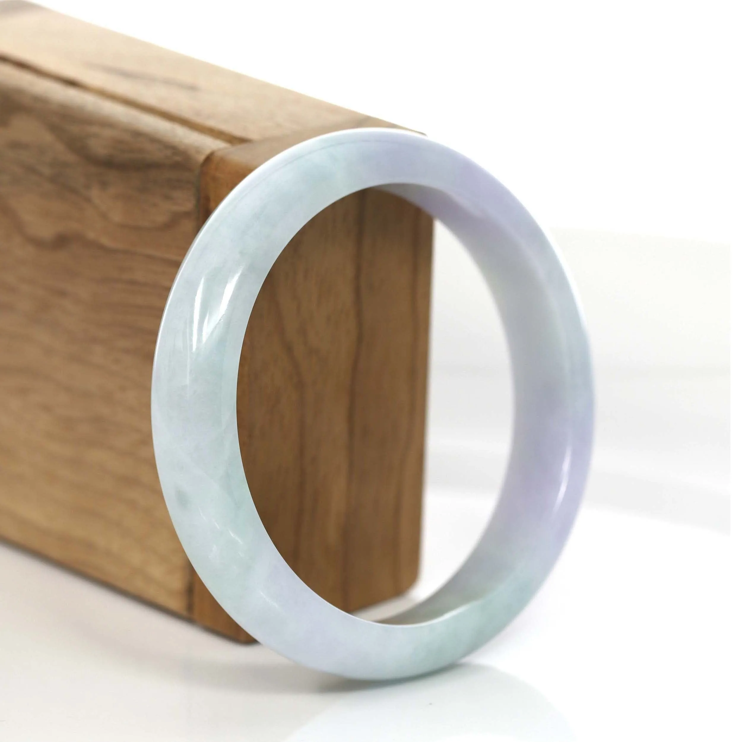 Genuine Burmese Lavender Green Jadeite Jade Bangle Bracelet (58.1mm) #529