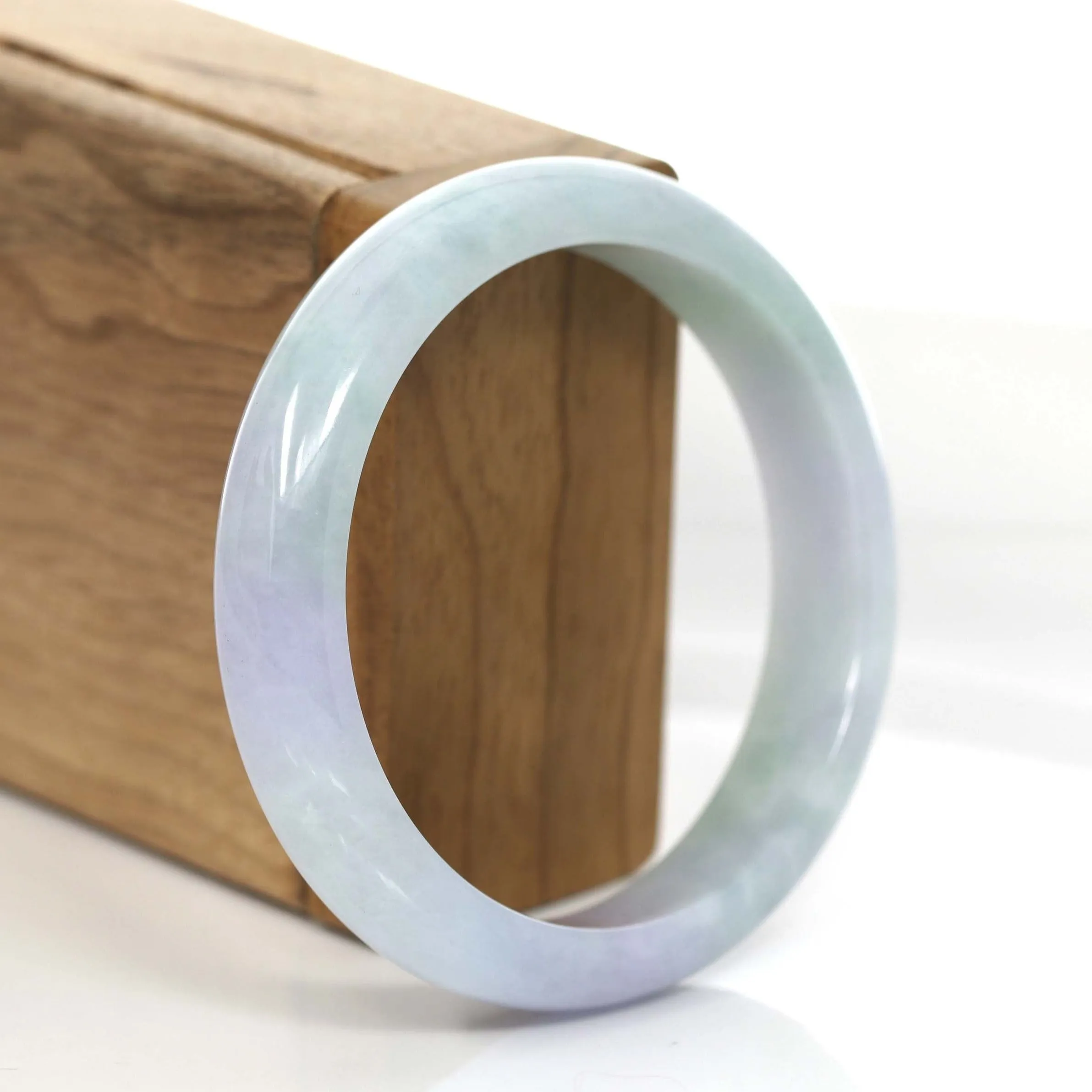 Genuine Burmese Lavender Green Jadeite Jade Bangle Bracelet (58.1mm) #529
