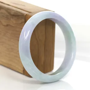 Genuine Burmese Lavender Green Jadeite Jade Bangle Bracelet (58.1mm) #529