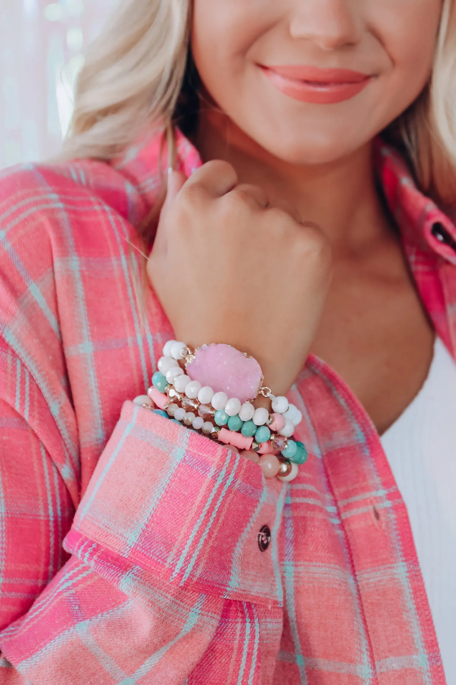 Geode Crystal Bracelet Set - Turquoise/Mix