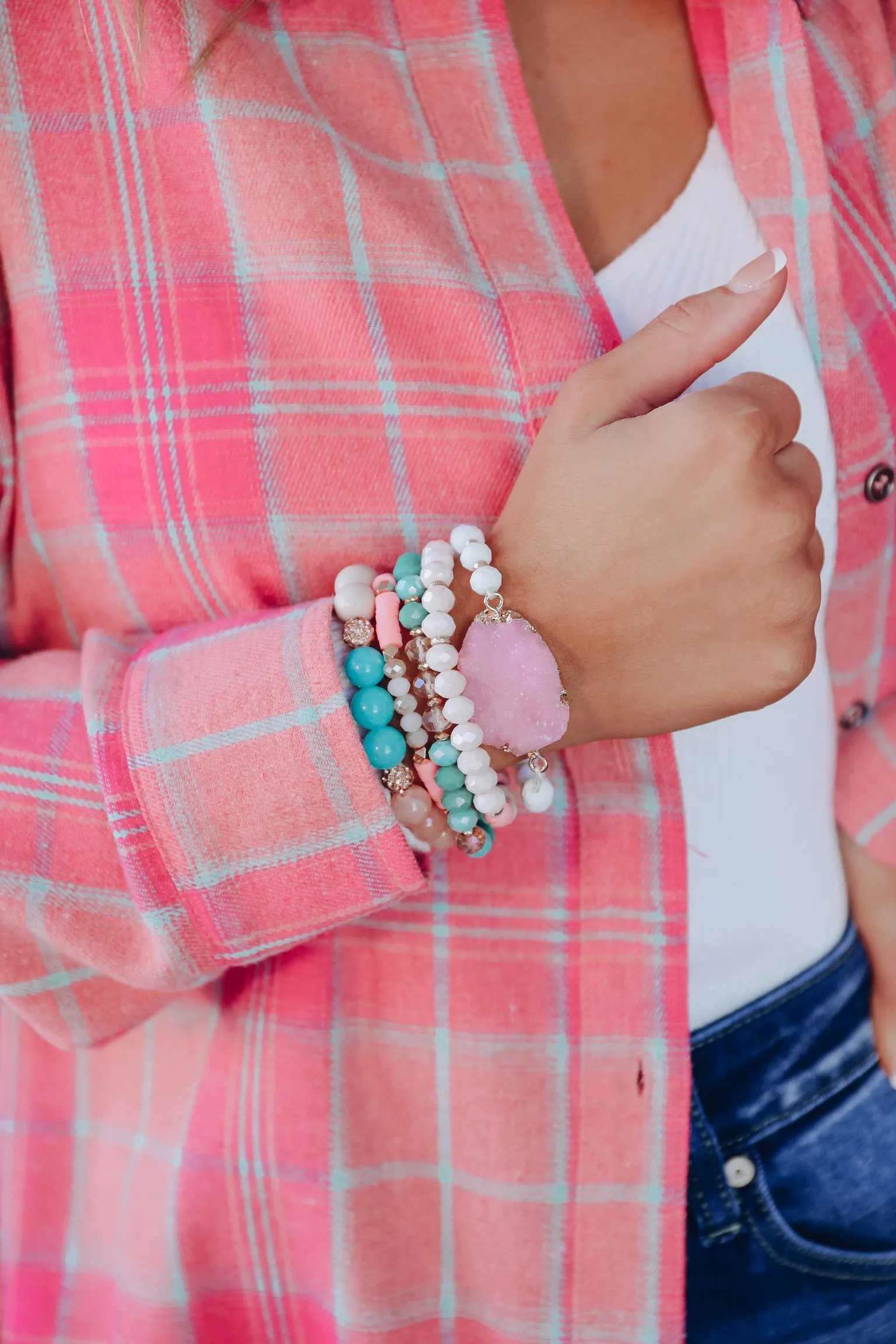 Geode Crystal Bracelet Set - Turquoise/Mix