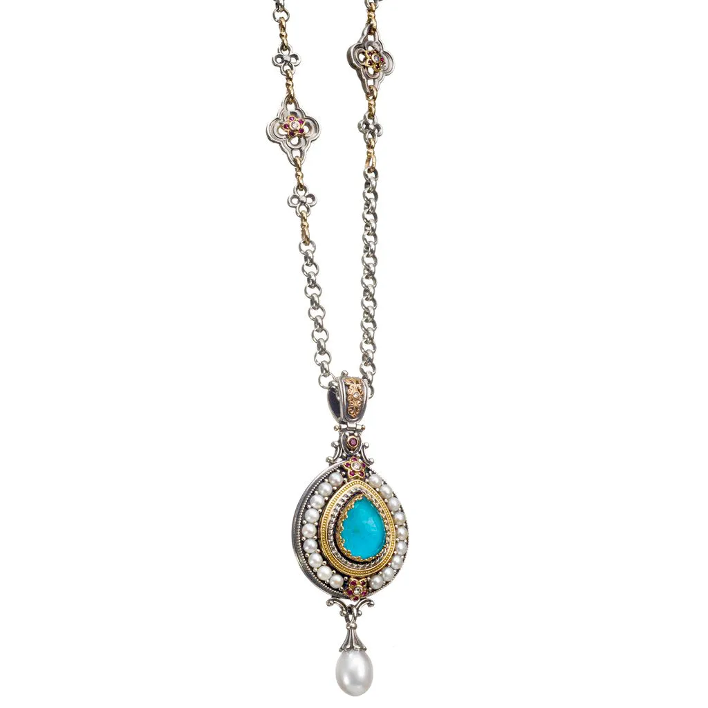 Gold Flower Diamond Accent Sterling Silver Chain