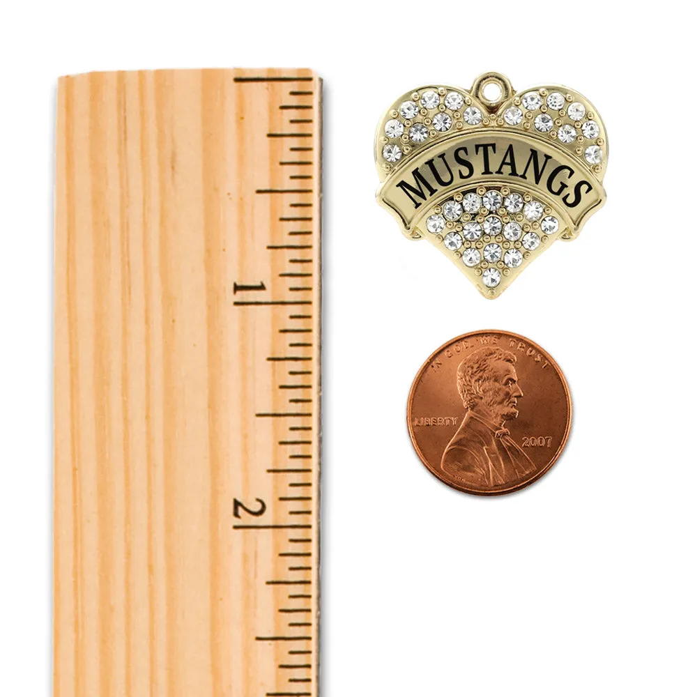 Gold Mustangs Pave Heart Charm Toggle Bracelet