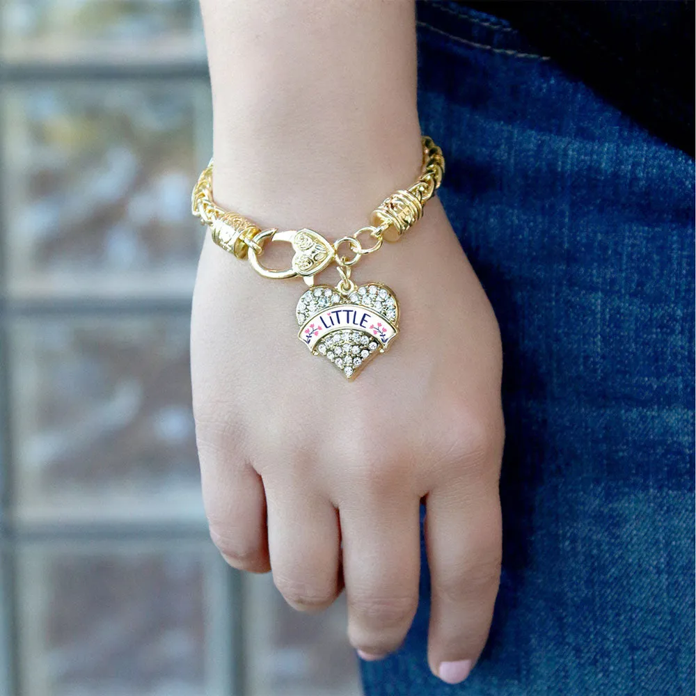 Gold Navy Blue and Rose Little Pave Heart Charm Braided Bracelet