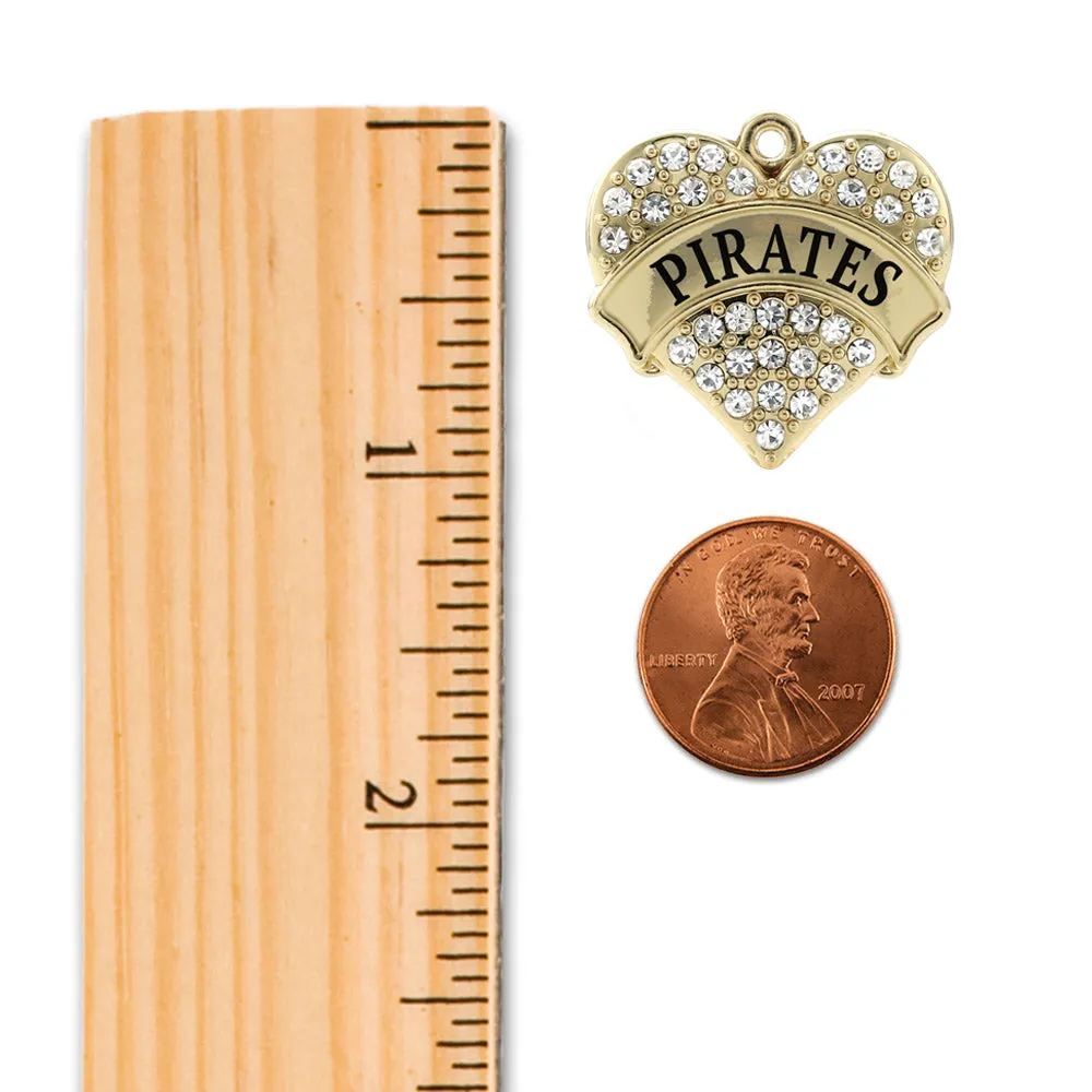 Gold Pirates Pave Heart Charm Toggle Bracelet