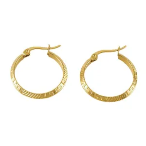 Gold-Plated Greek Pattern Hoop Earrings – Elegant and Durable