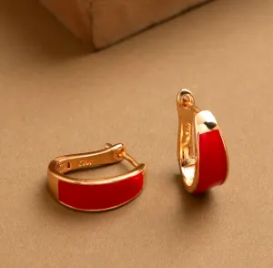 Gold Plated Plain Enamel Bali Hoops Earring