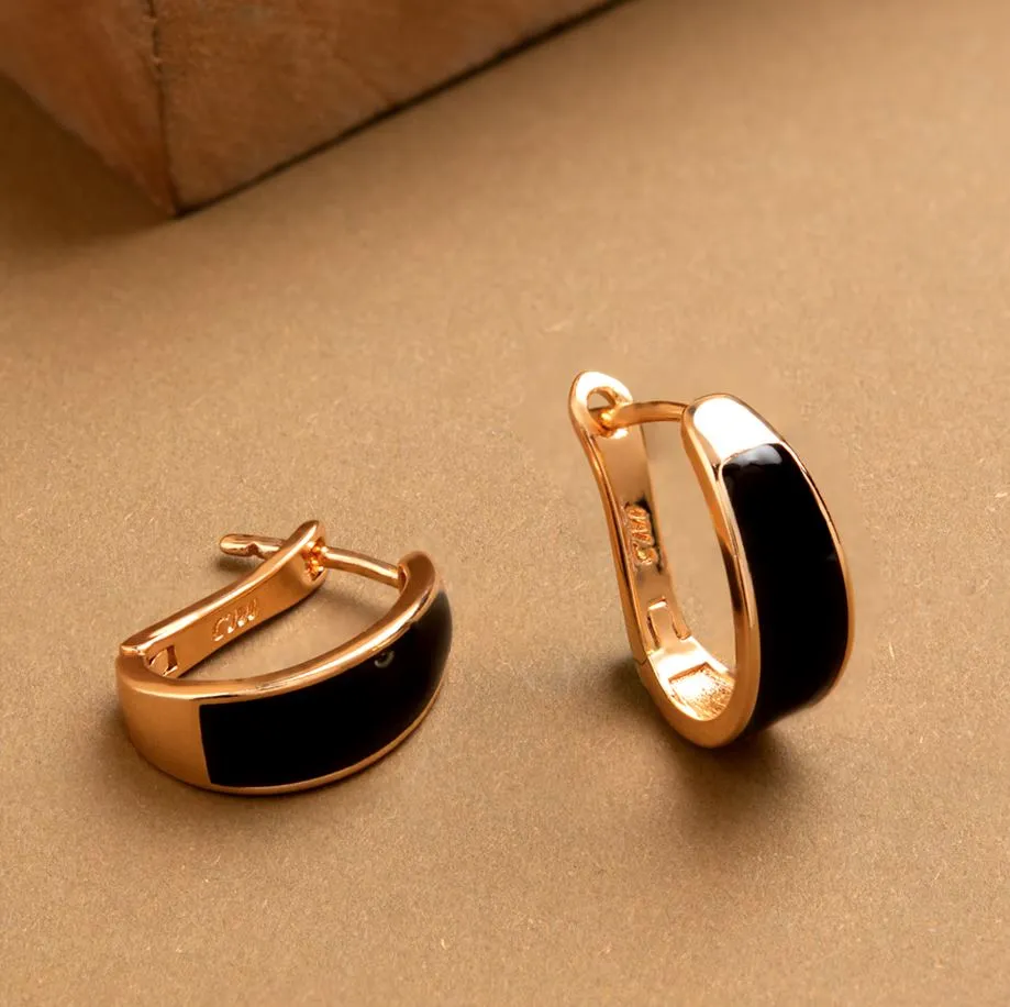 Gold Plated Plain Enamel Bali Hoops Earring