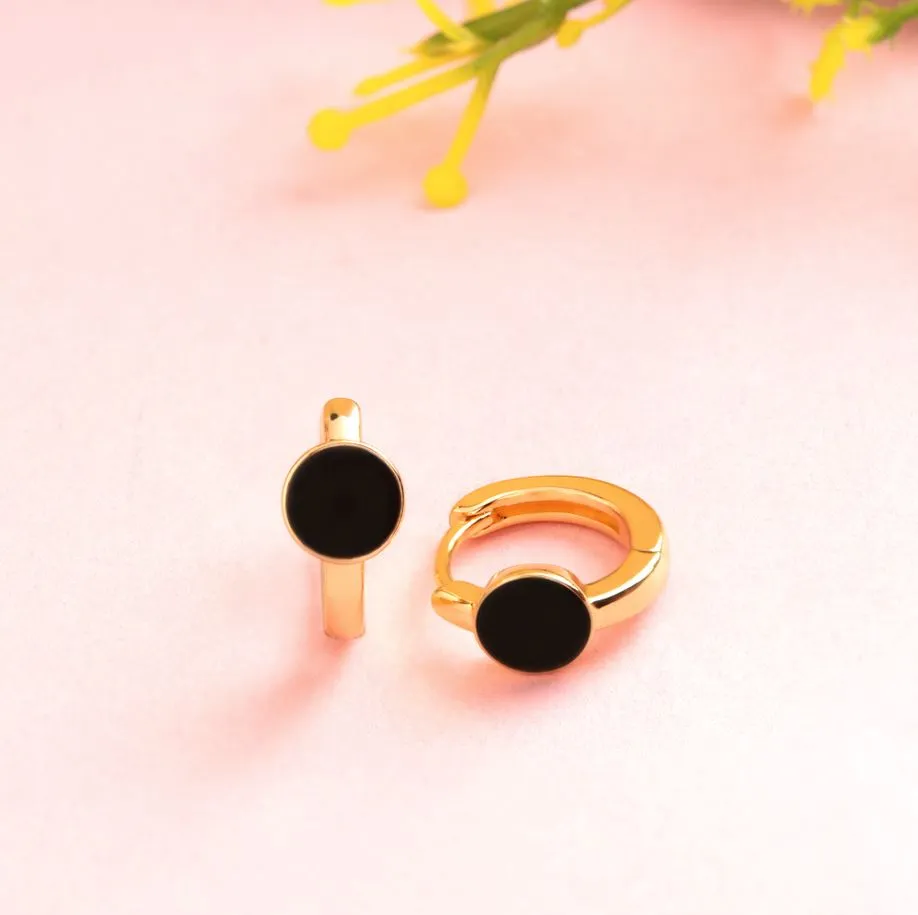 Gold Plated Ring Shaped Small Enamel Bali Hoops Earring