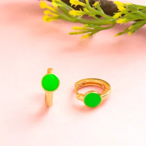 Gold Plated Ring Shaped Small Enamel Bali Hoops Earring