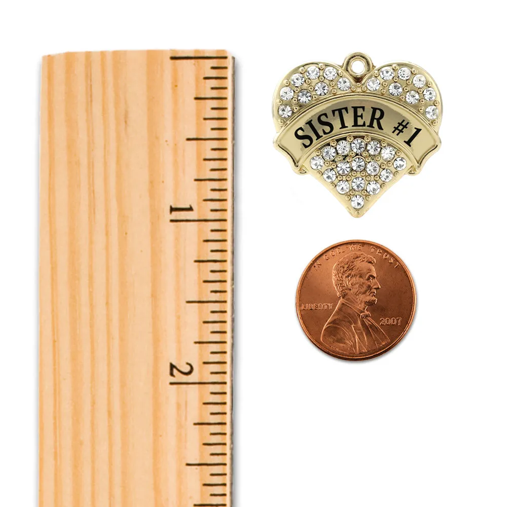 Gold Sister #1 Pave Heart Charm Braided Bracelet