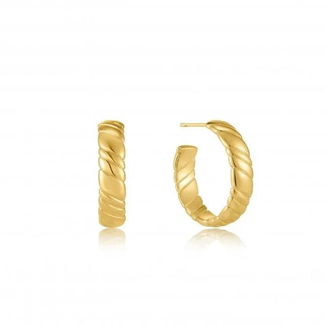 Gold Smooth Twist Hoop Stud Earrings E038-03G
