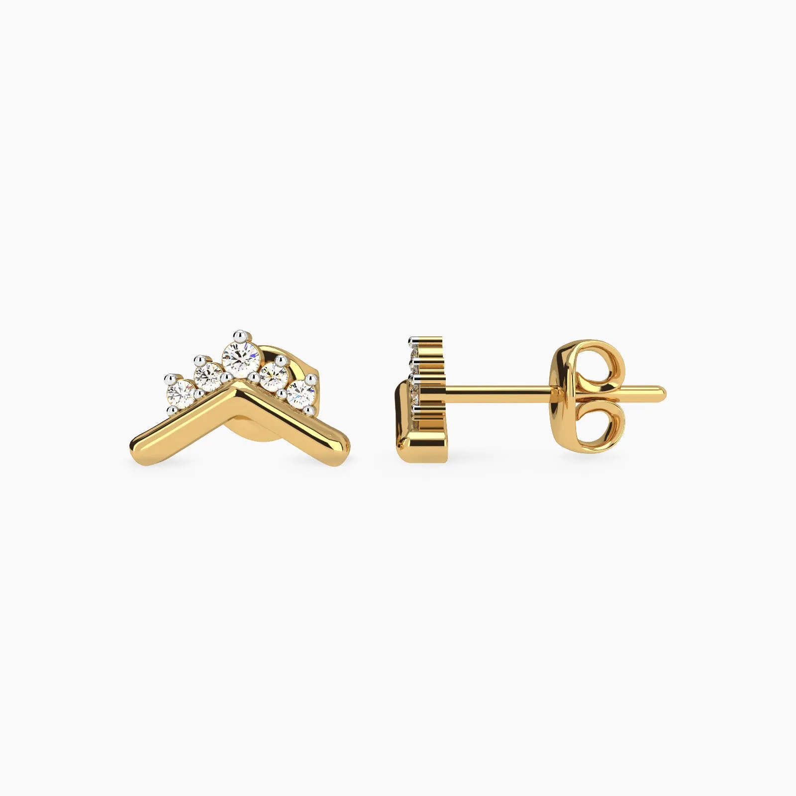 Gold Tiara Diamond stud Earring
