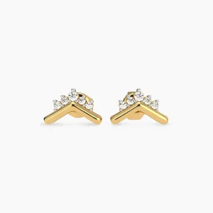 Gold Tiara Diamond stud Earring