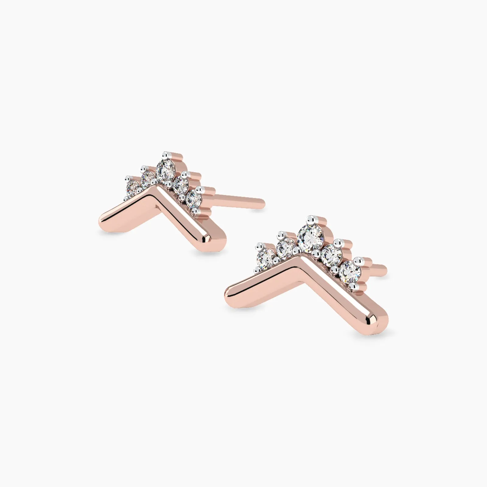 Gold Tiara Diamond stud Earring