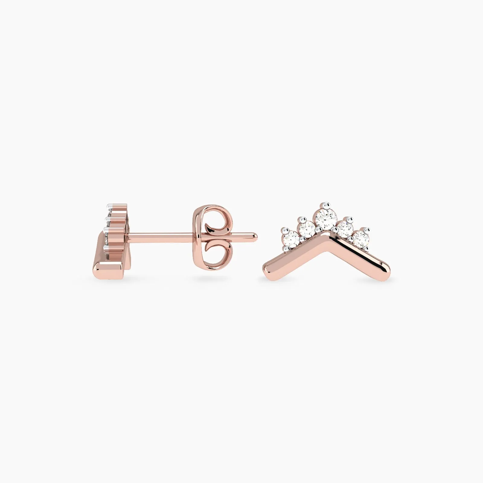 Gold Tiara Diamond stud Earring
