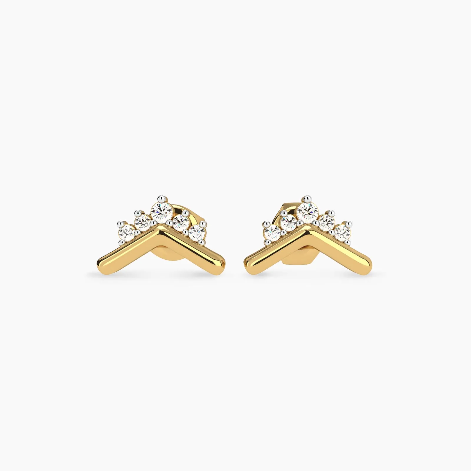 Gold Tiara Diamond stud Earring