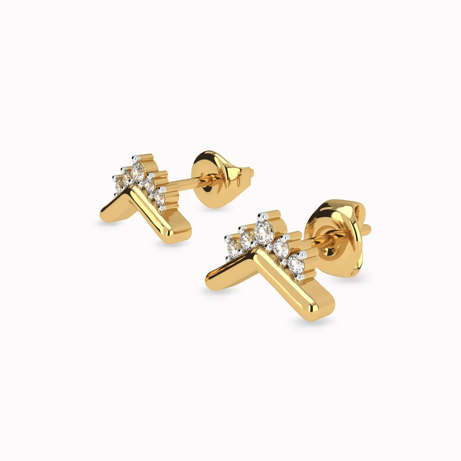 Gold Tiara Diamond stud Earring