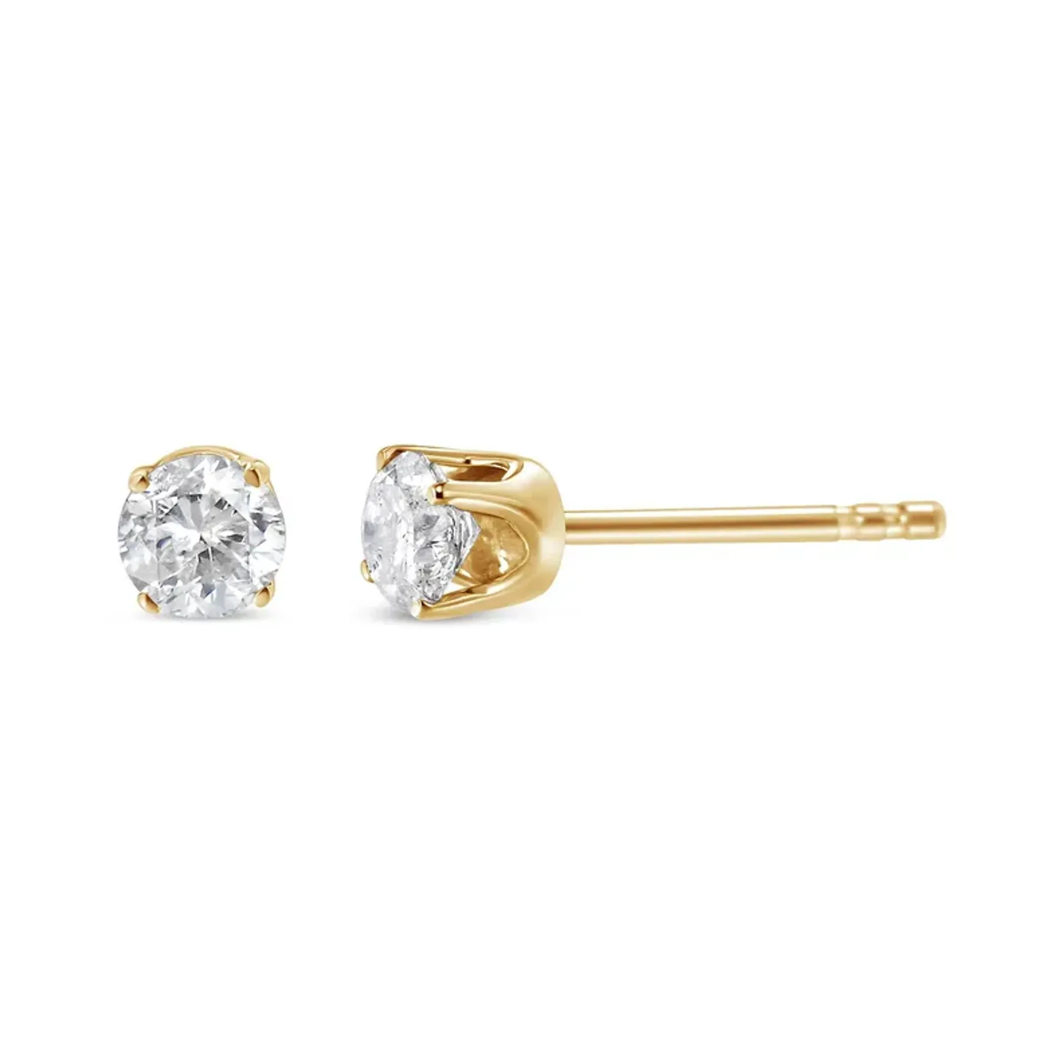 Gold-Tone Sterling Silver Solitaire Diamond Stud Earrings (0.33 cttw, K-L Color, I3 Clarity)