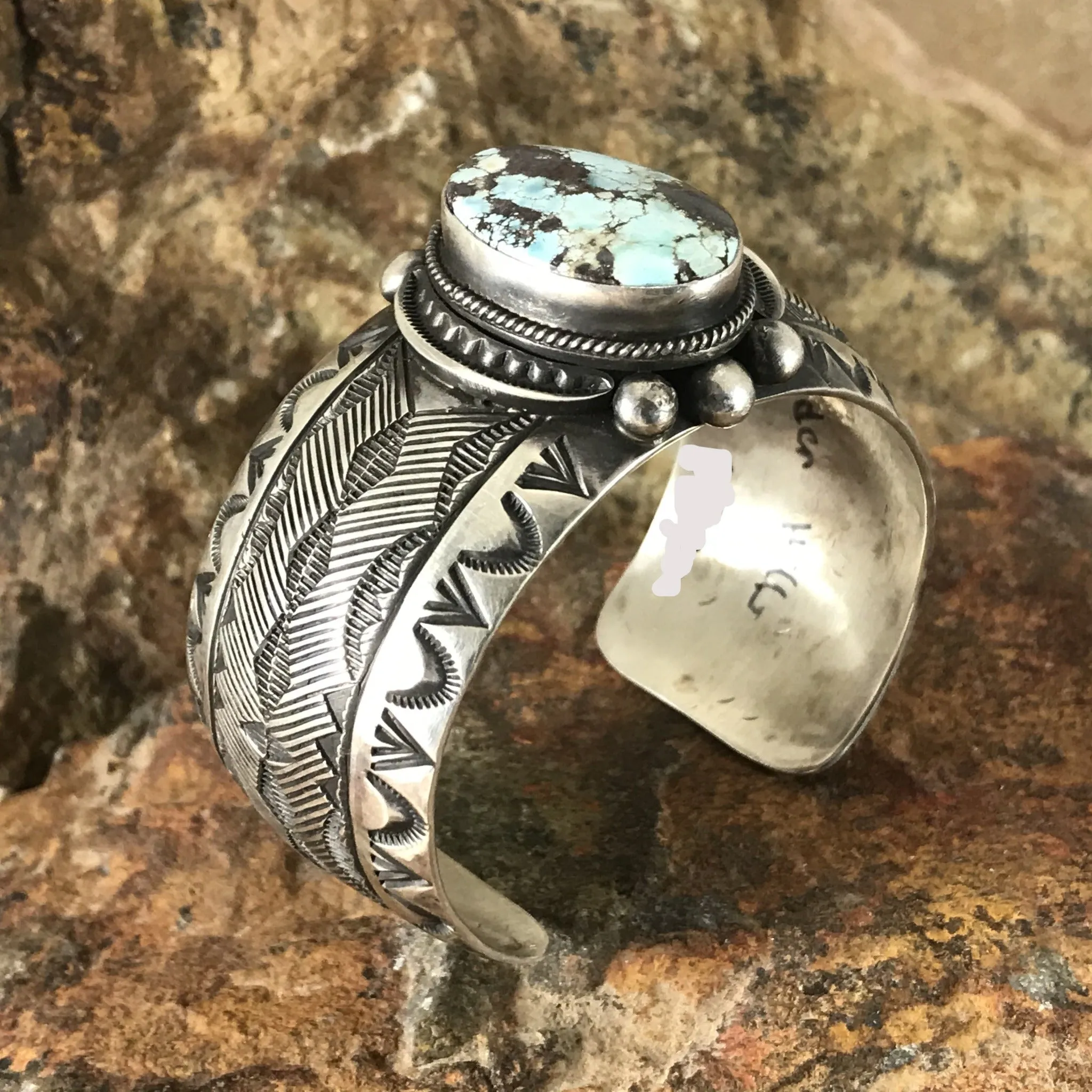 Golden Hill Turquoise Sterling Silver Bracelet by Roland Dixson